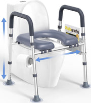 Raised Toilet Seat with Handles Height Adjustable 400lb Support Padded 16.5"