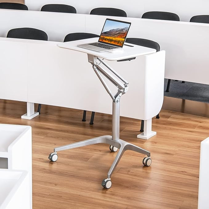 Height Adjustable Mobile Standing Desk Laptop Table Sit Stand Wheels