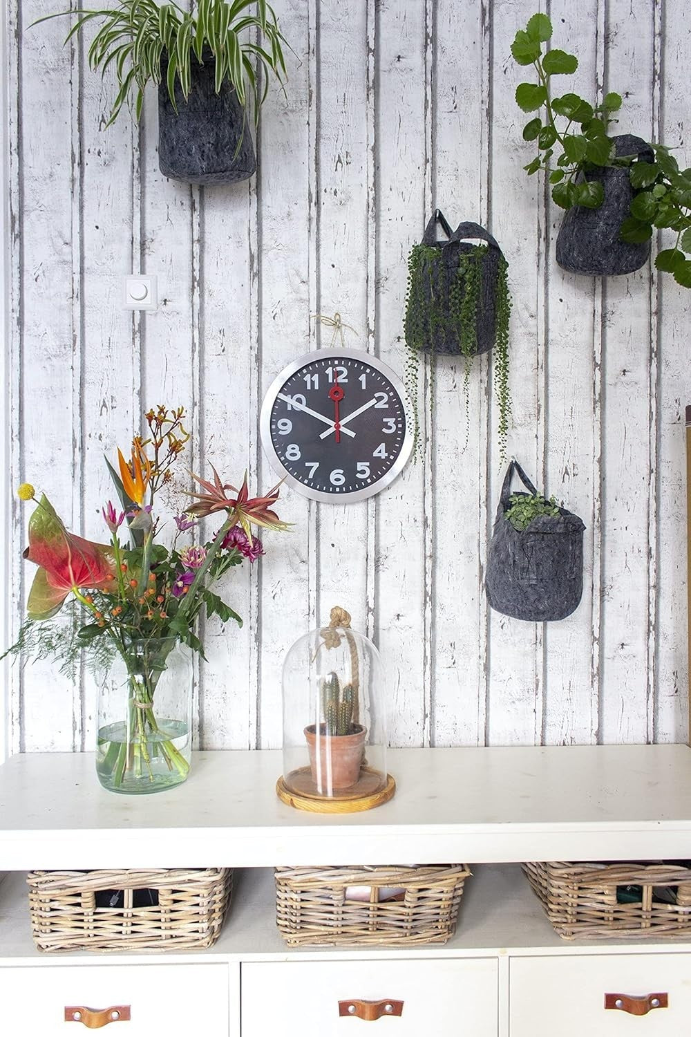 Silent Wall Clock Black 35cm Large Face Office Home Quartz Modern