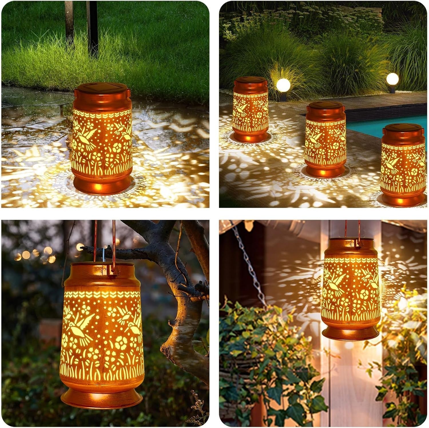 Dragonfly Solar Lanterns 4-Pack Outdoor Waterproof Metal Lights