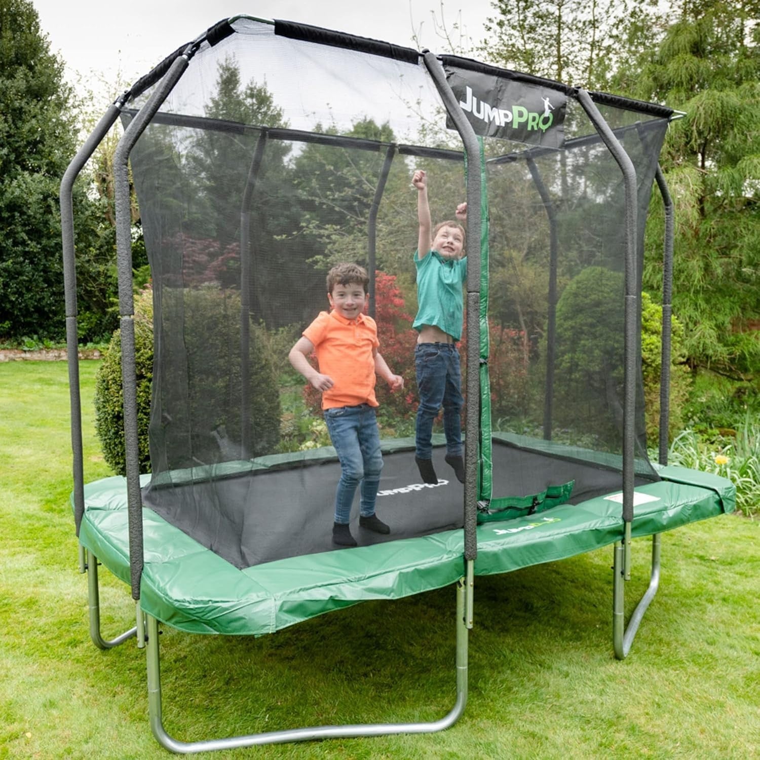 Rectangular Garden Trampoline with Inner Safety Enclosure Net & Zip