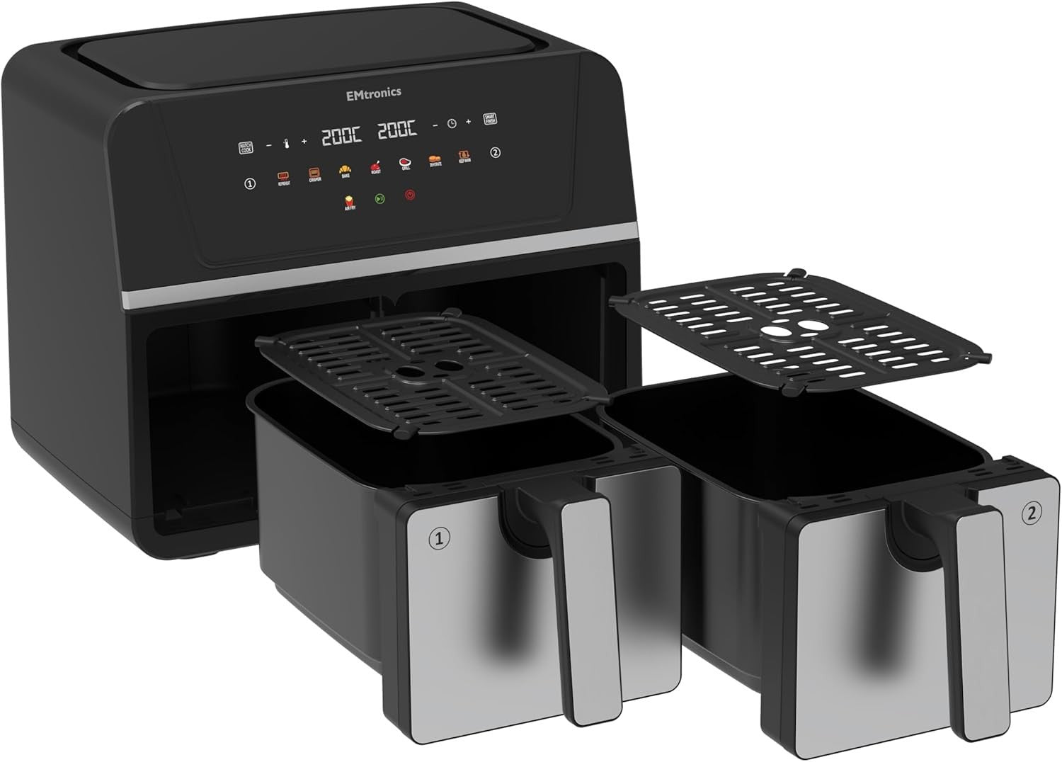 Dual Zone 9L Air Fryer 2400W Family Size | Smart Finish | Healthy Cooking Steel