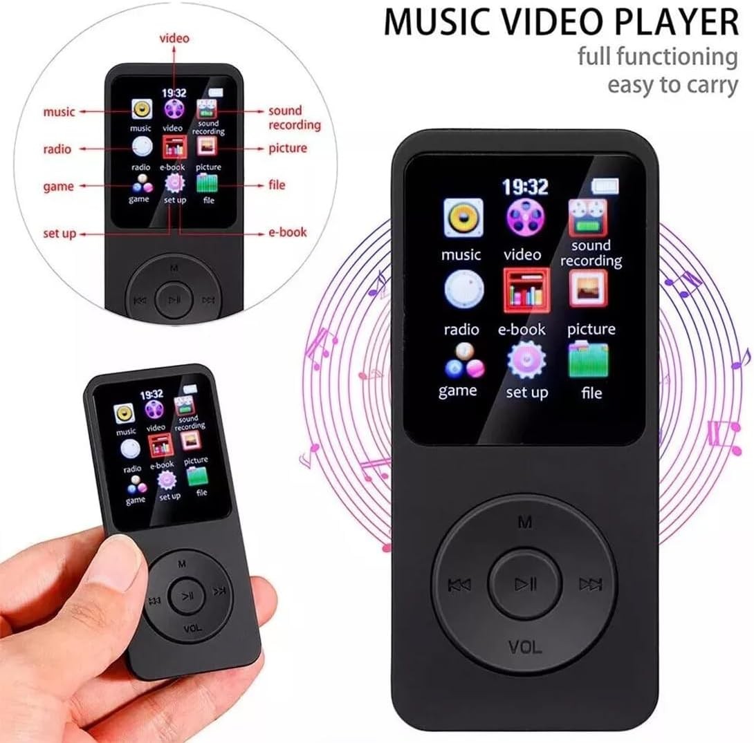 Portable MP3/MP4 Music Player with Bluetooth, HD Speaker & FM – Black