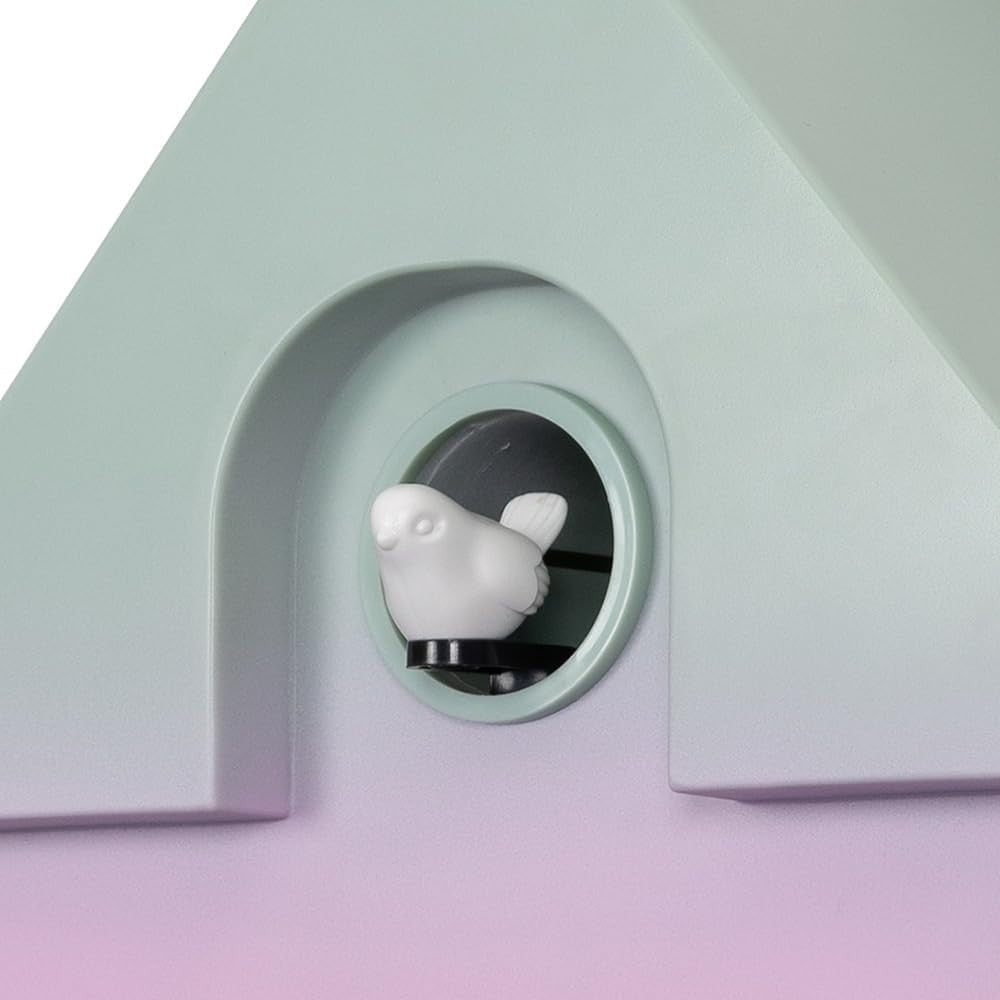 Gradient Cuckoo Wall Clock Modern Silent Bird Sound Colourful Room Decor