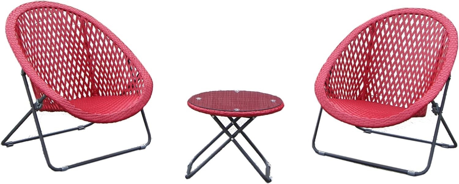 Garden Rattan Bistro Set 2 Chairs Glass Table Outdoor Patio Foldable