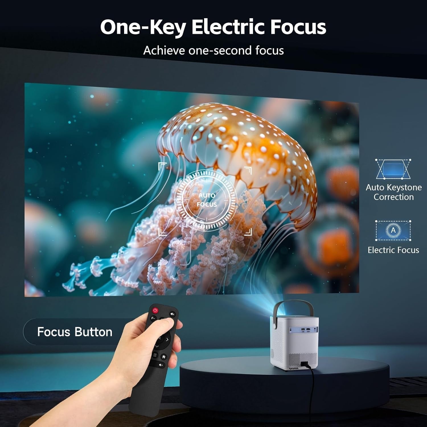 4K Smart Projector 1080P WiFi 6 Bluetooth Android Auto Focus Portable
