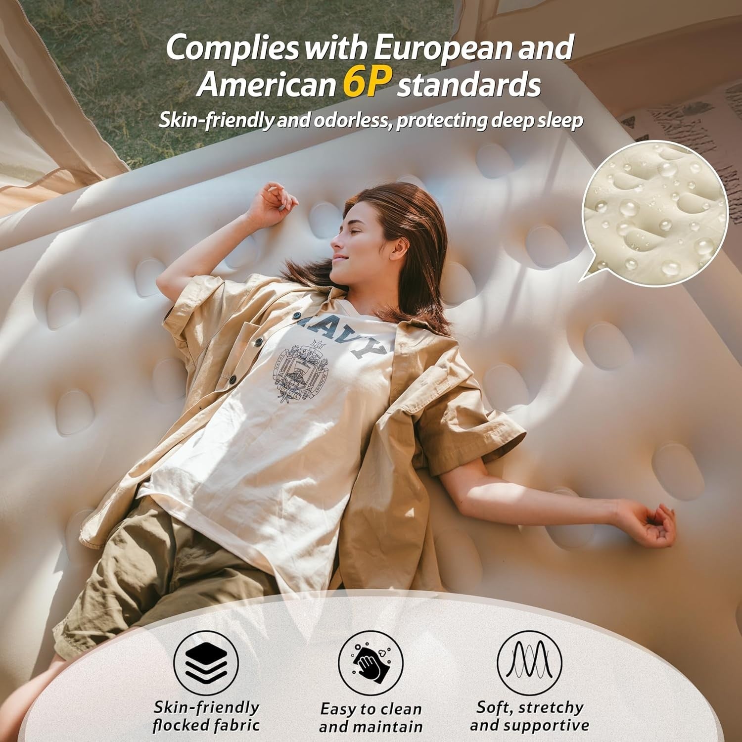 Double Air Mattress with Rechargeable Pump & Comfortable Camping Bed