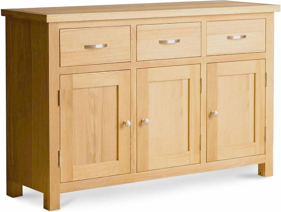 Large Oak Sideboard Cabinet 3 Doors 3 Drawers Sturdy Storage for Living Room