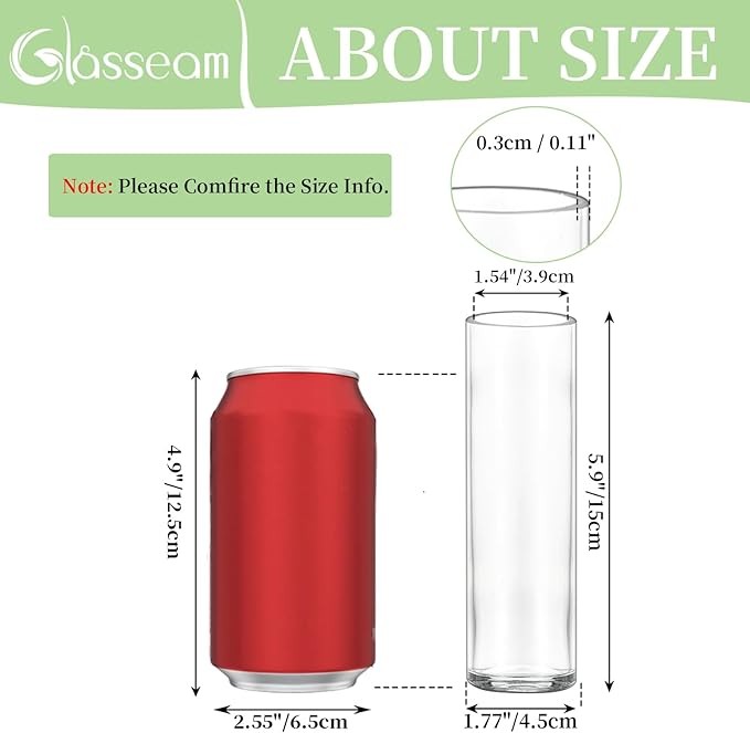 24 Clear Glass Cylinder Bud Vases Wedding Table Centerpiece Set