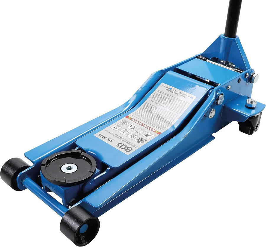2.5 Ton Extra Flat Trolley Jack Low Profile 75–515mm Hydraulic Heavy Duty Blue