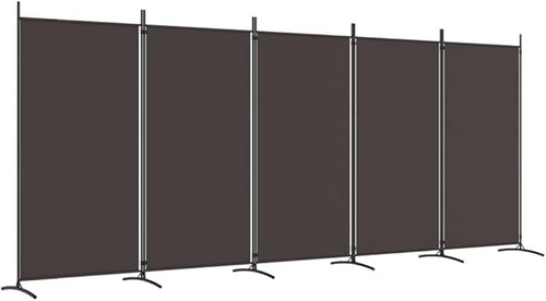 5 Panel Folding Room Divider Brown Privacy Screen 433x180cm Fabric Partition