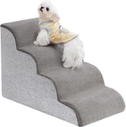 4 Tier Dog Stairs for Bed Non Slip Foam Pet Ramp Grey
