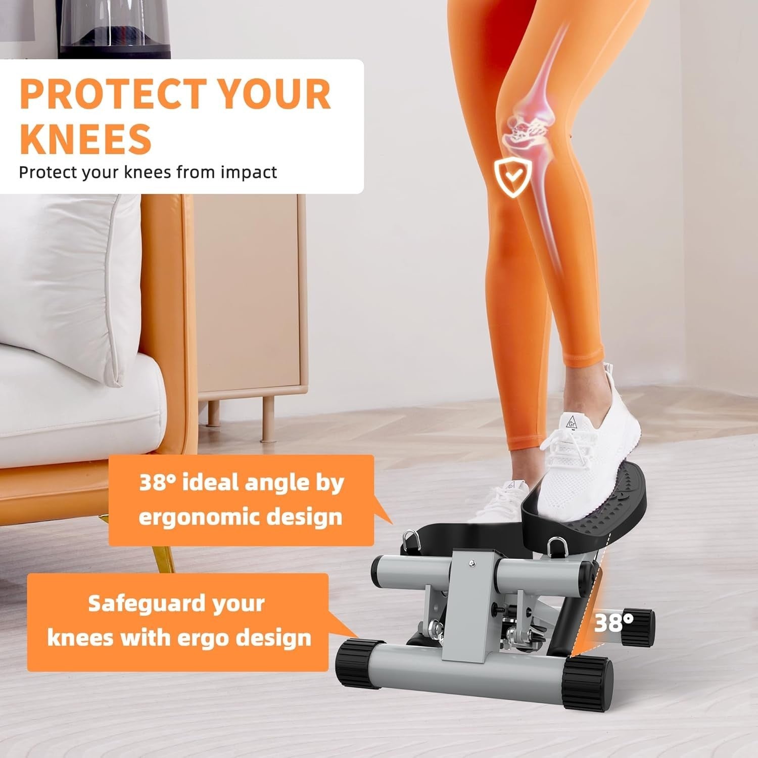 Mini Stepper w/ Resistance Bands, LCD Monitor & Non-Slip Pedals for Full-Body