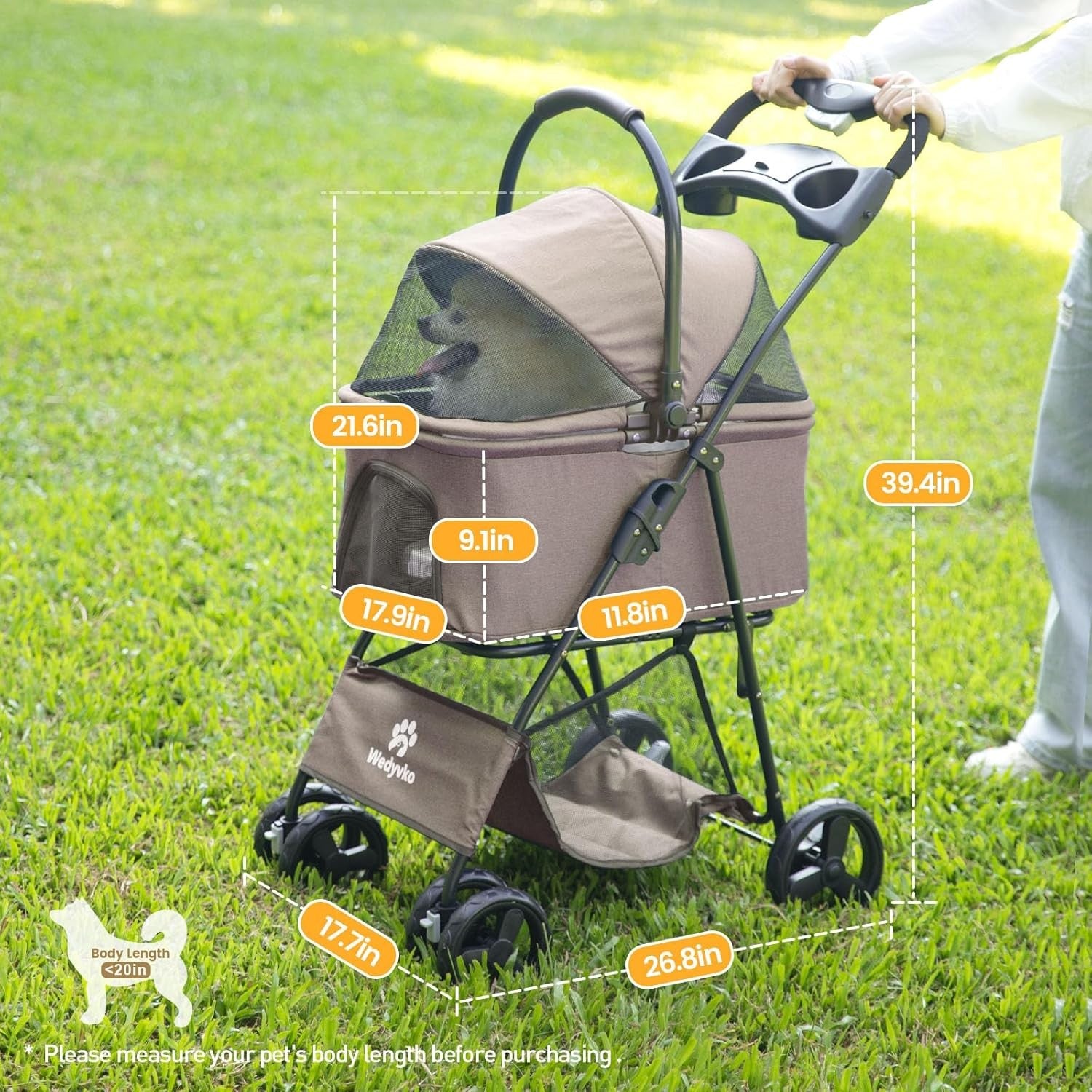 2 in 1 Pet Dog Stroller Removable Carrier 4 Wheel Folding Travel Pram