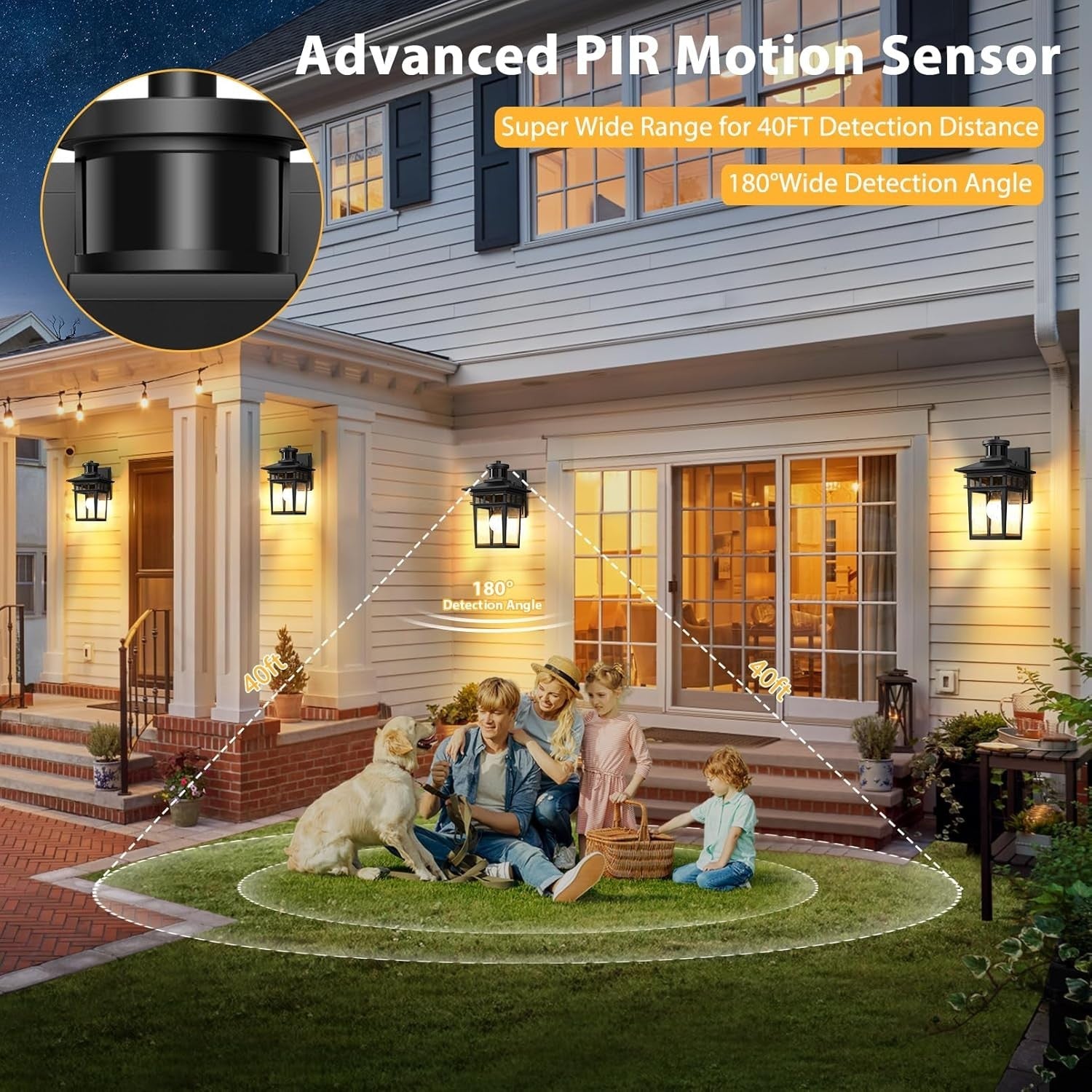 Motion Sensor Outdoor Wall Light Dusk to Dawn Waterproof Lantern E27