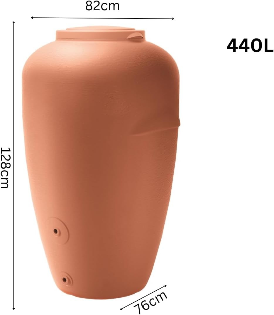 440L Red Brick Garden Water Butt with Tap & Full Connection Kit