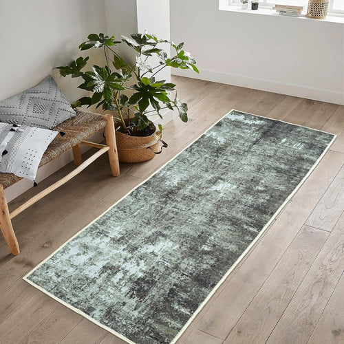 Washable Runner Rug 80x150cm Non-Slip Soft Hallway Kitchen Mat Botanic Green