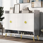 White Modern Shoe Cabinet Storage with Doors – 11 Shelf Hallway Organizer