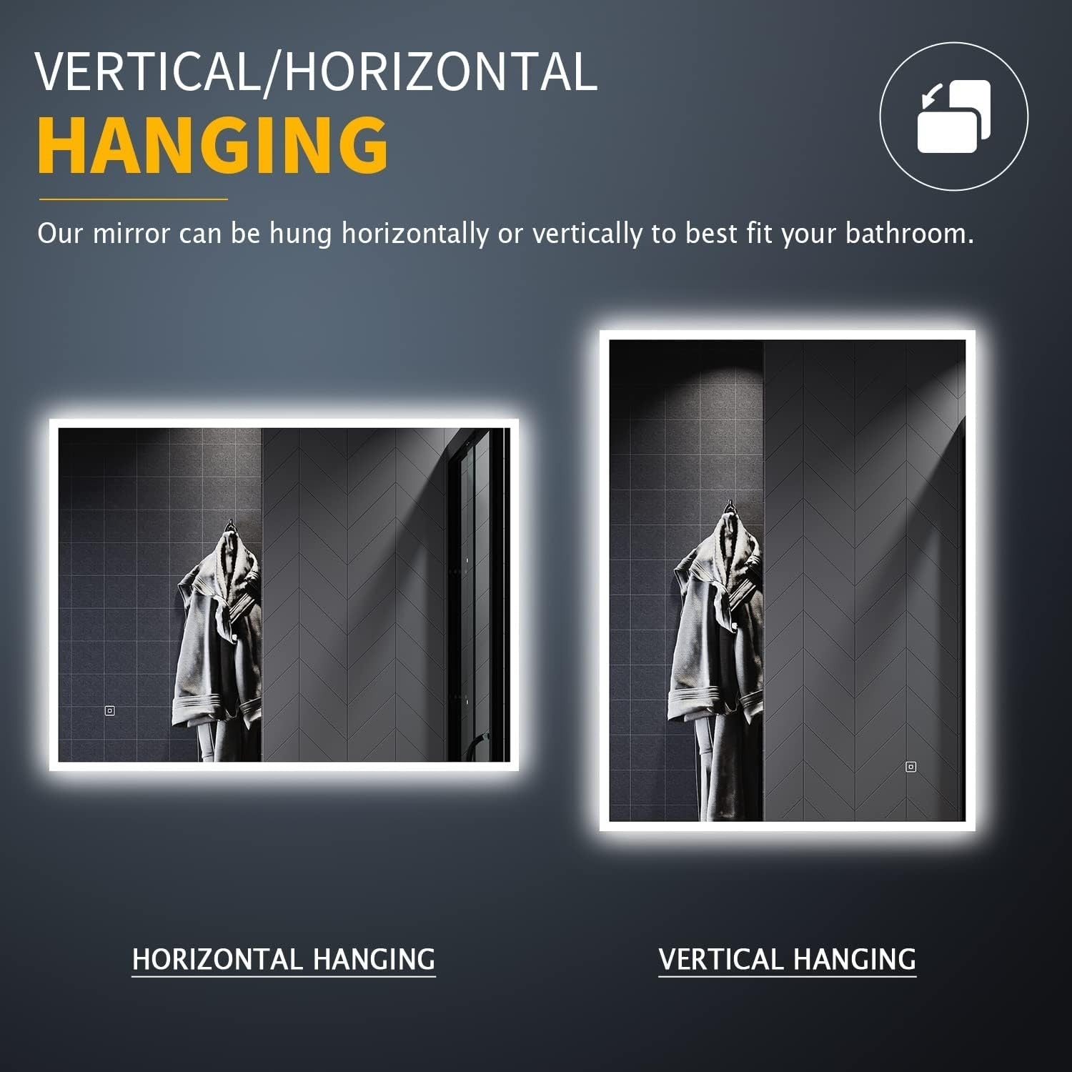 LED Bathroom Mirror 50x70cm Wall Mounted Anti-Fog Light Up Vanity Shaver