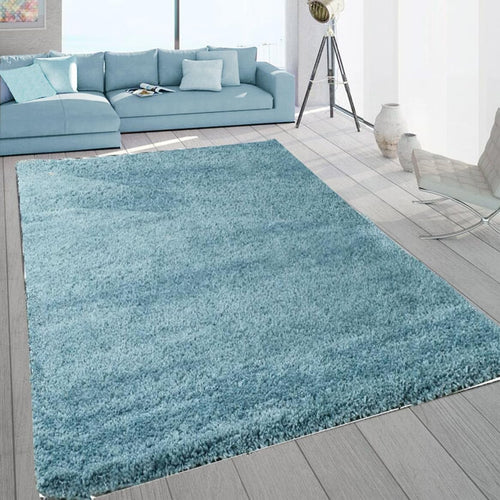 Extra Large Shaggy Rug 160x230cm 5cm Thick Soft High Pile Duck Egg Blue Carpet