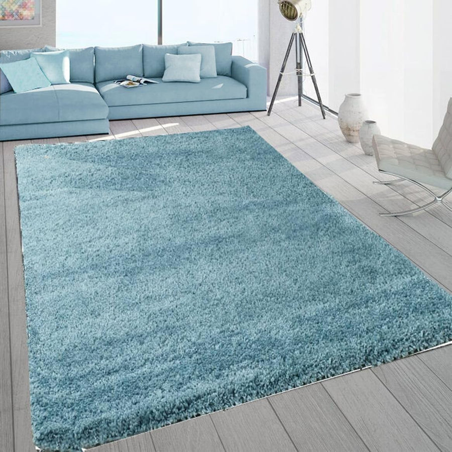 Extra Large Shaggy Rug 160x230cm 5cm Thick Soft High Pile Duck Egg Blue Carpet