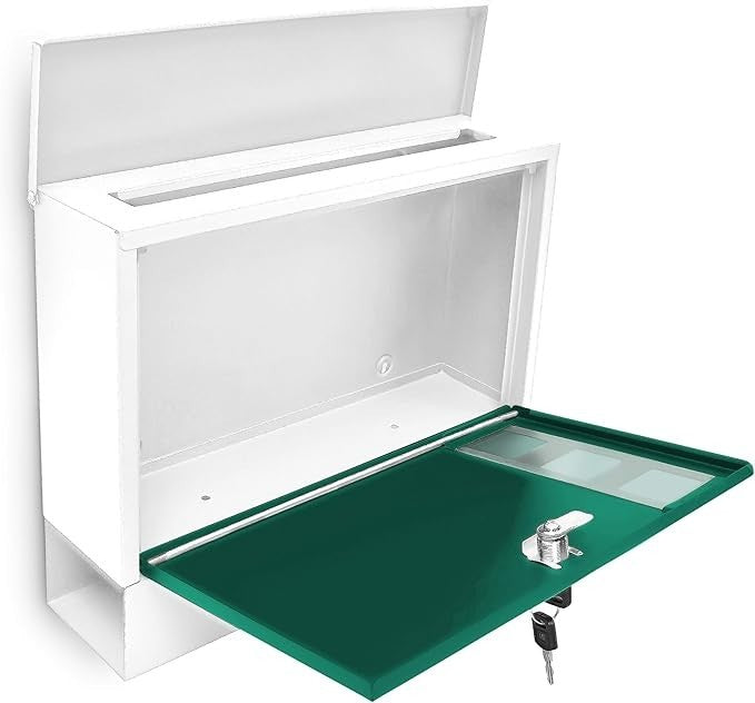 Lockable Wall Mounted Mailbox with Keys Metal Letterbox A4 Slot Weatherproof