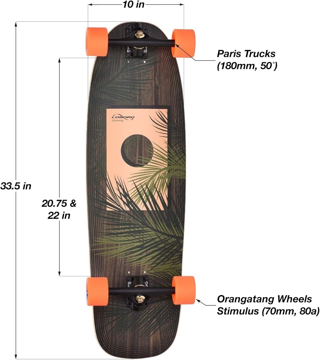 Bamboo Longboard 33.5" × 10" Fibreglass Deck 70mm Wheels
