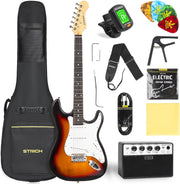 39" Electric Guitar Starter Kit SSS Full Size with 10W Amp Sunburst