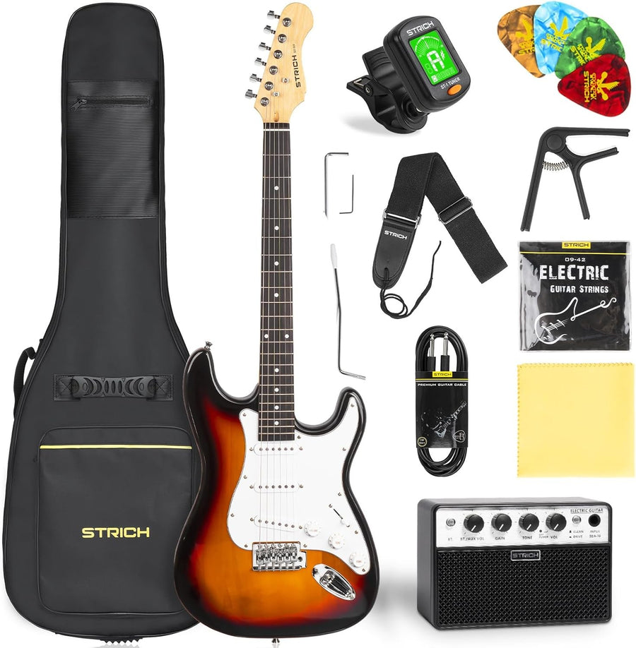 39" Electric Guitar Starter Kit SSS Full Size with 10W Amp Sunburst