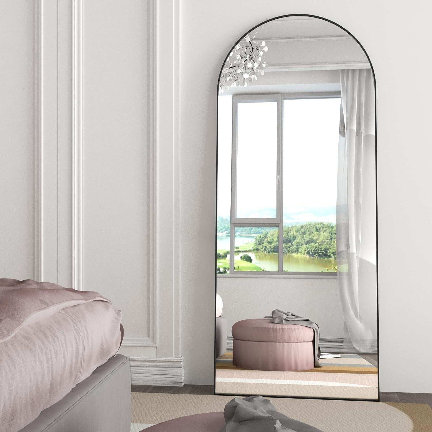Arched Full Length Mirror 165x60cm Black Wall Leaning Standing Bedroom