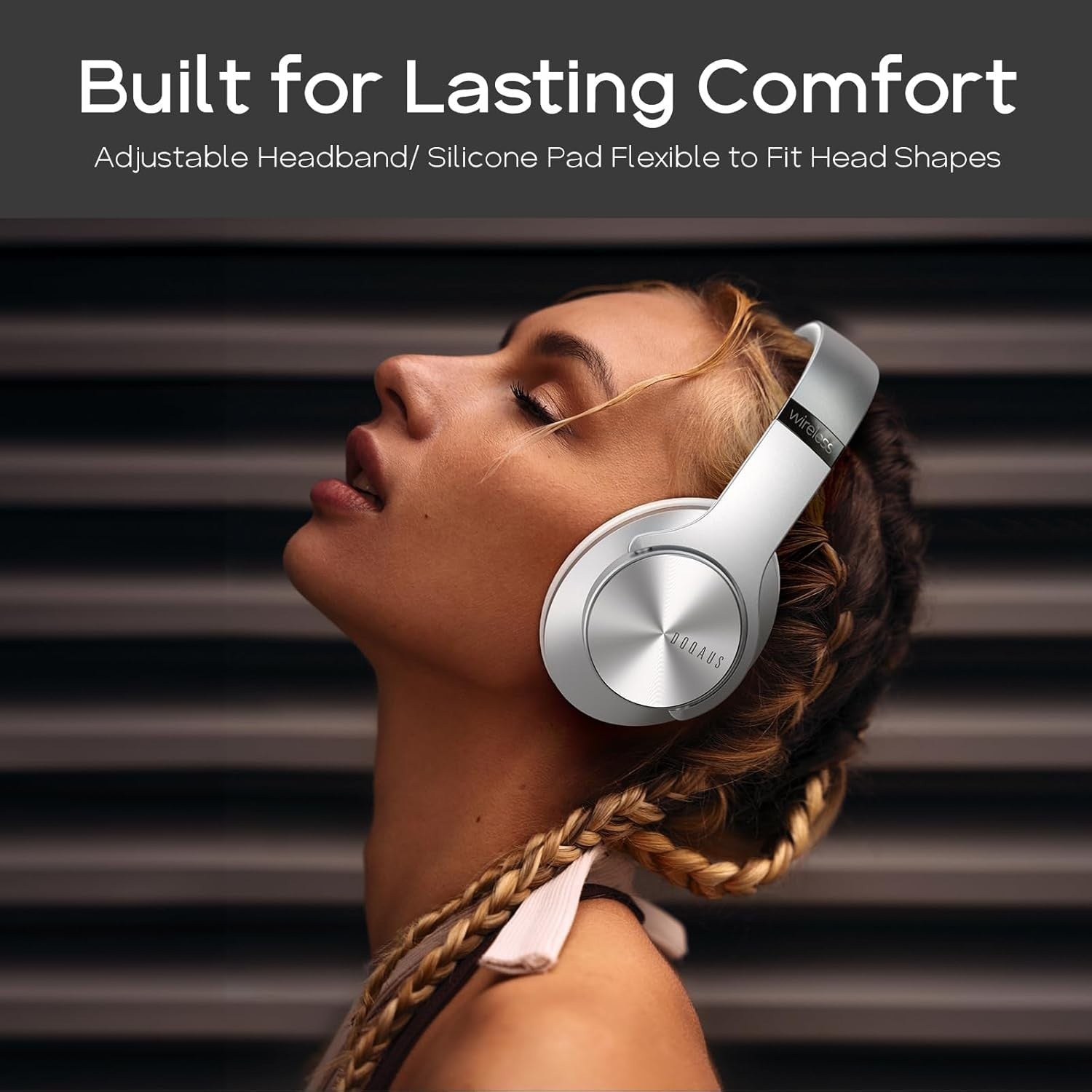 Bluetooth 5.3 Wireless Headphones 90H Playtime 3 EQ Hi-Fi Stereo Silver