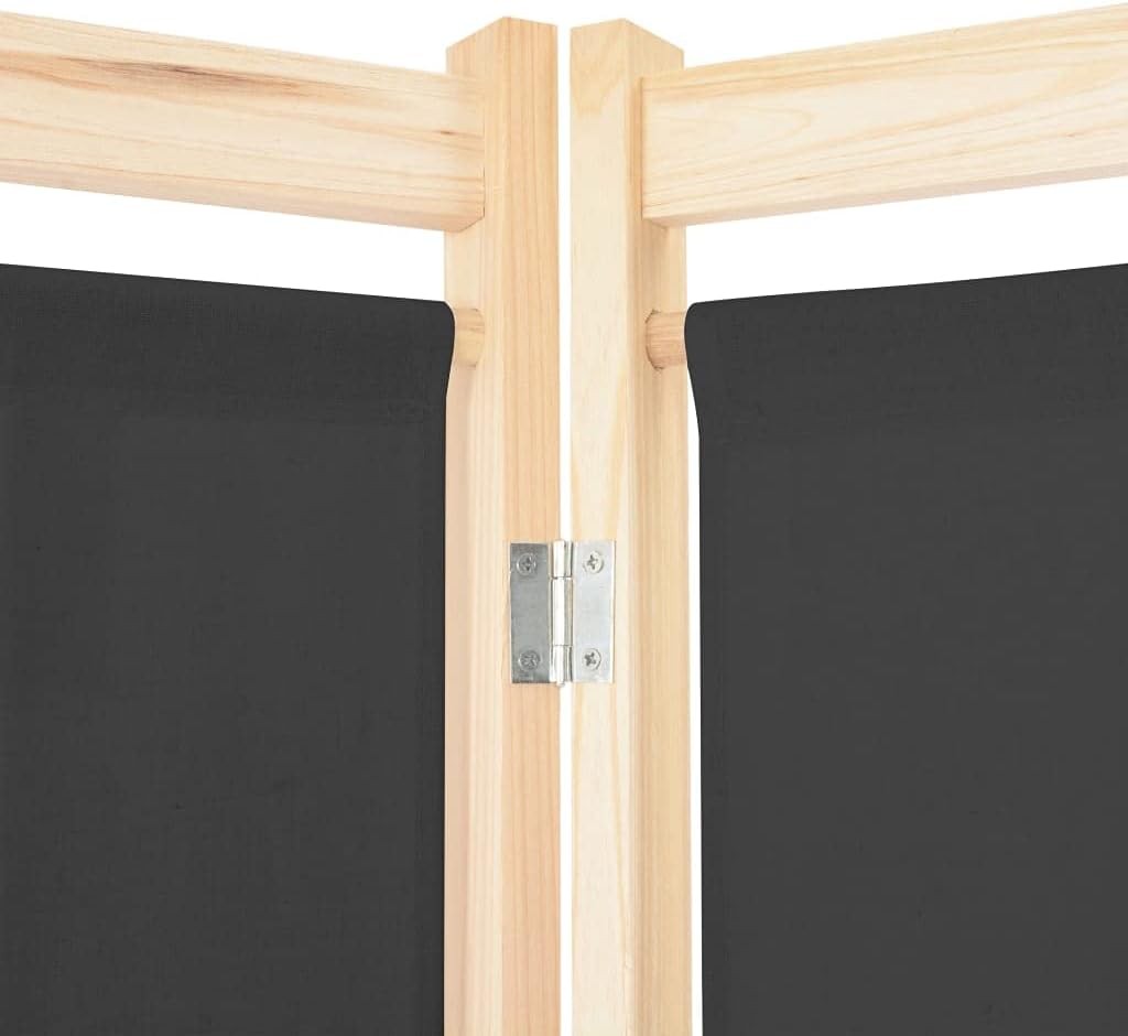 3 Panel Grey Fabric Room Divider Folding Privacy Screen with Storage Pockets 170