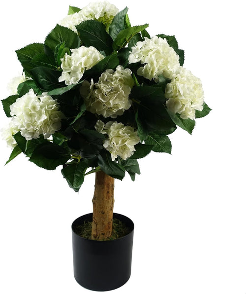 75cm Artificial White Hydrangea Blossom Tree Floral Plant in Pot Home Decoration