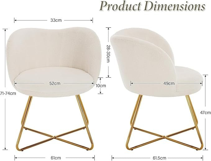 Faux Fur Accent Armchair Gold Metal Legs Vanity Cocktail Chair