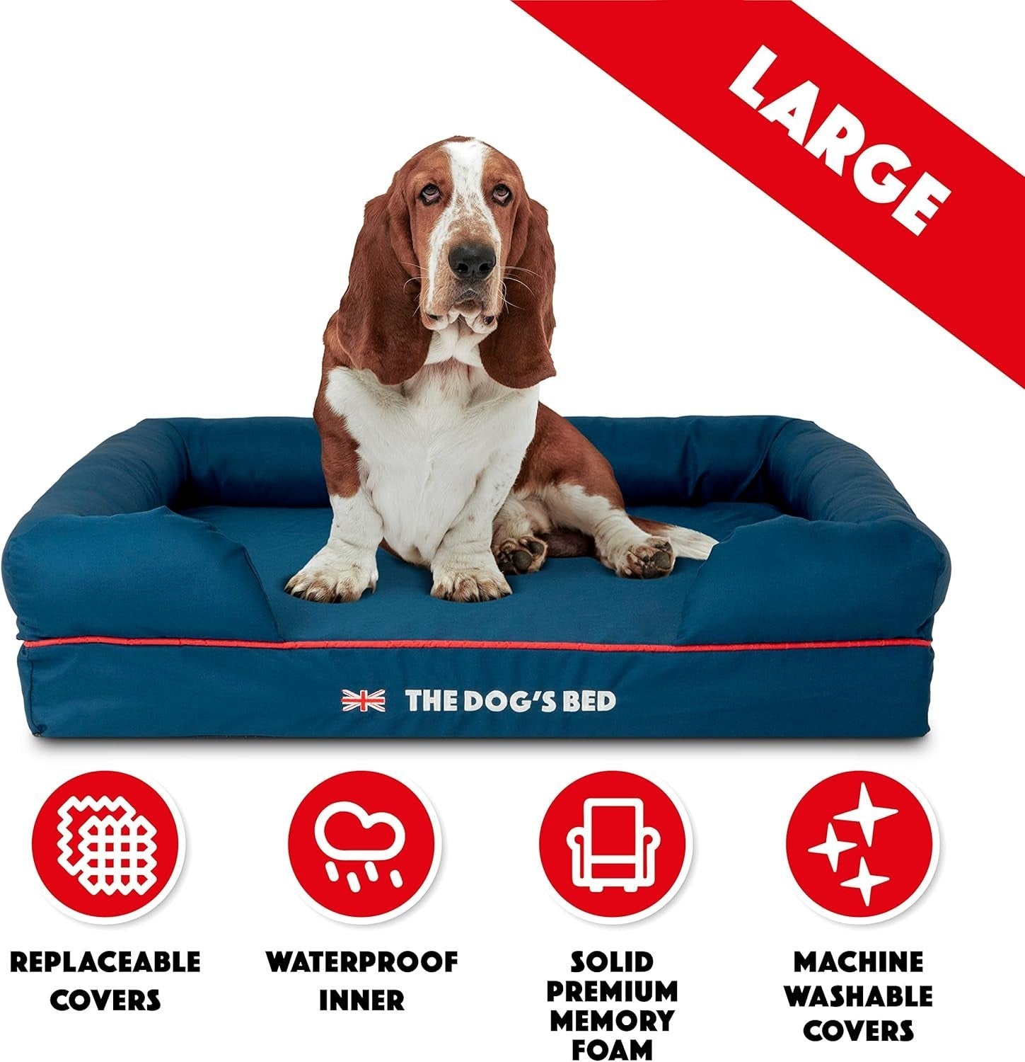 Orthopedic Memory Foam Dog Bed Large Washable 91x70cm