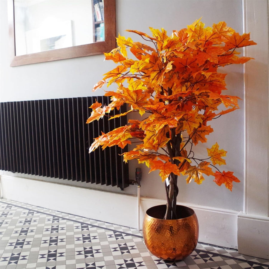 125cm Orange Maple Acer Extra Large Faux Tree in Weighted Pot Indoor Decoration