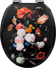 O-Shaped Toilet Seat Soft Close Quick Release Adjustable Hinges Flower Design
