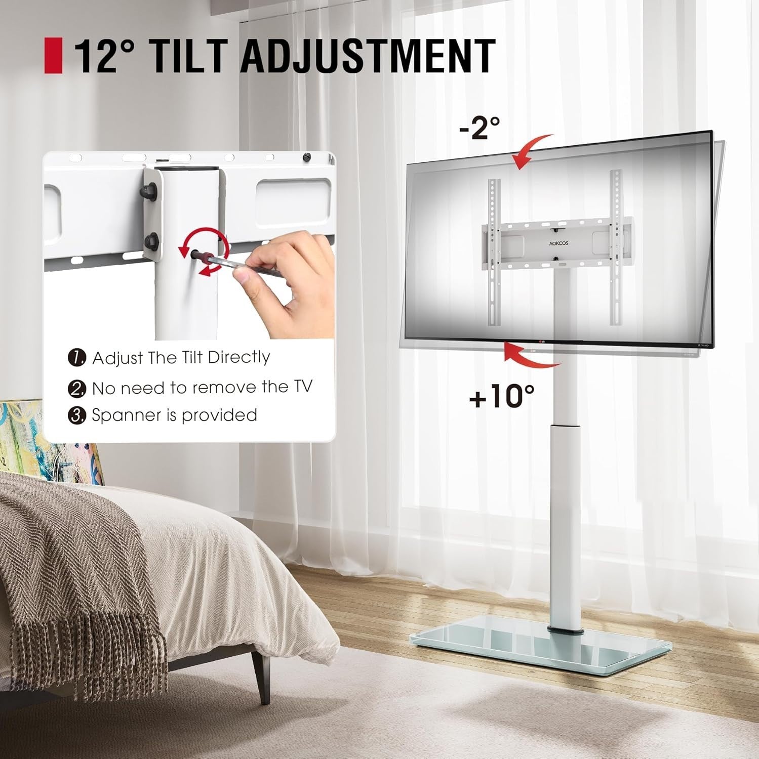 TV Floor Stand 32–70” with Tilt, Swivel & Height Adjust, VESA 400x400