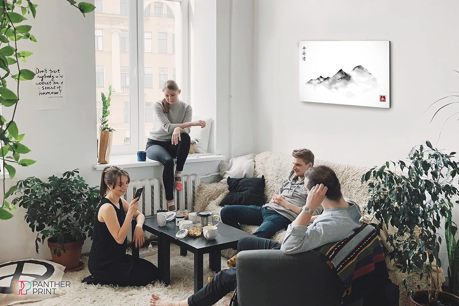 Japanese Black White Mountain Canvas Wall Art Minimalist Zen Home Decor Print