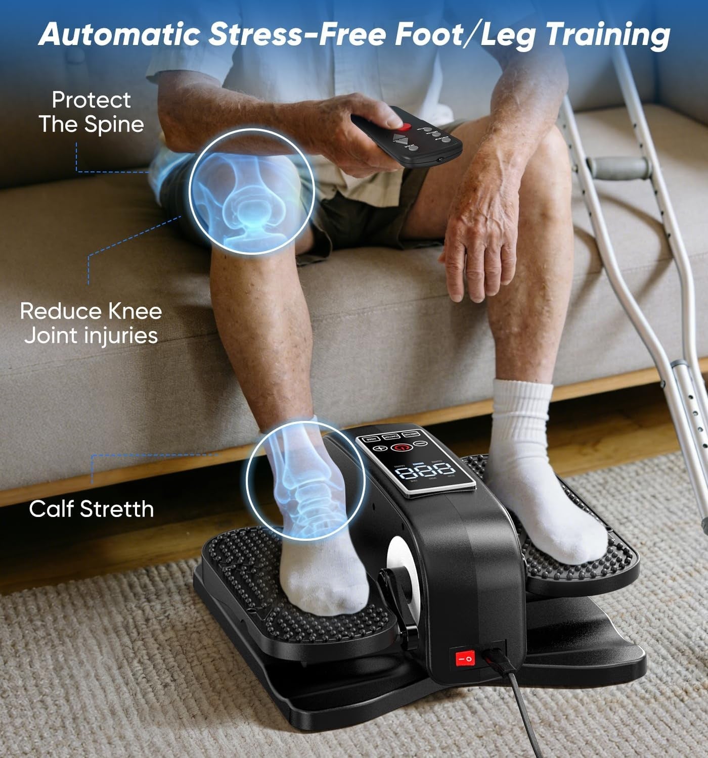 Under Desk Elliptical Pedal Exerciser Quiet Motorised Leg Trainer 12 Speed
