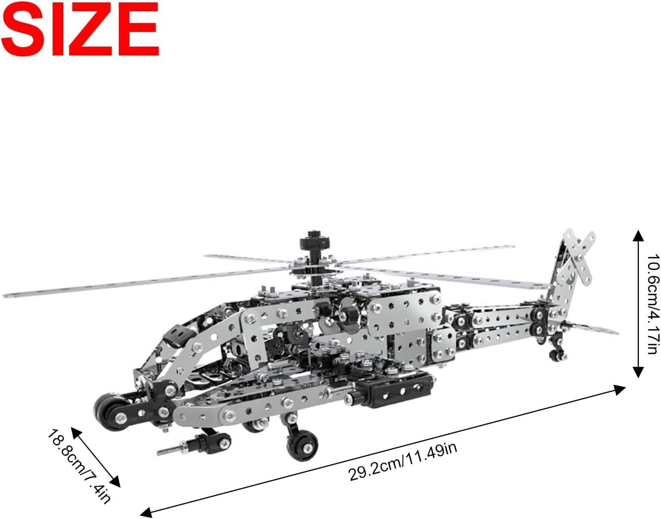 3D Metal Puzzle Apache Helicopter Model Kit - DIY Military Miniature Gift