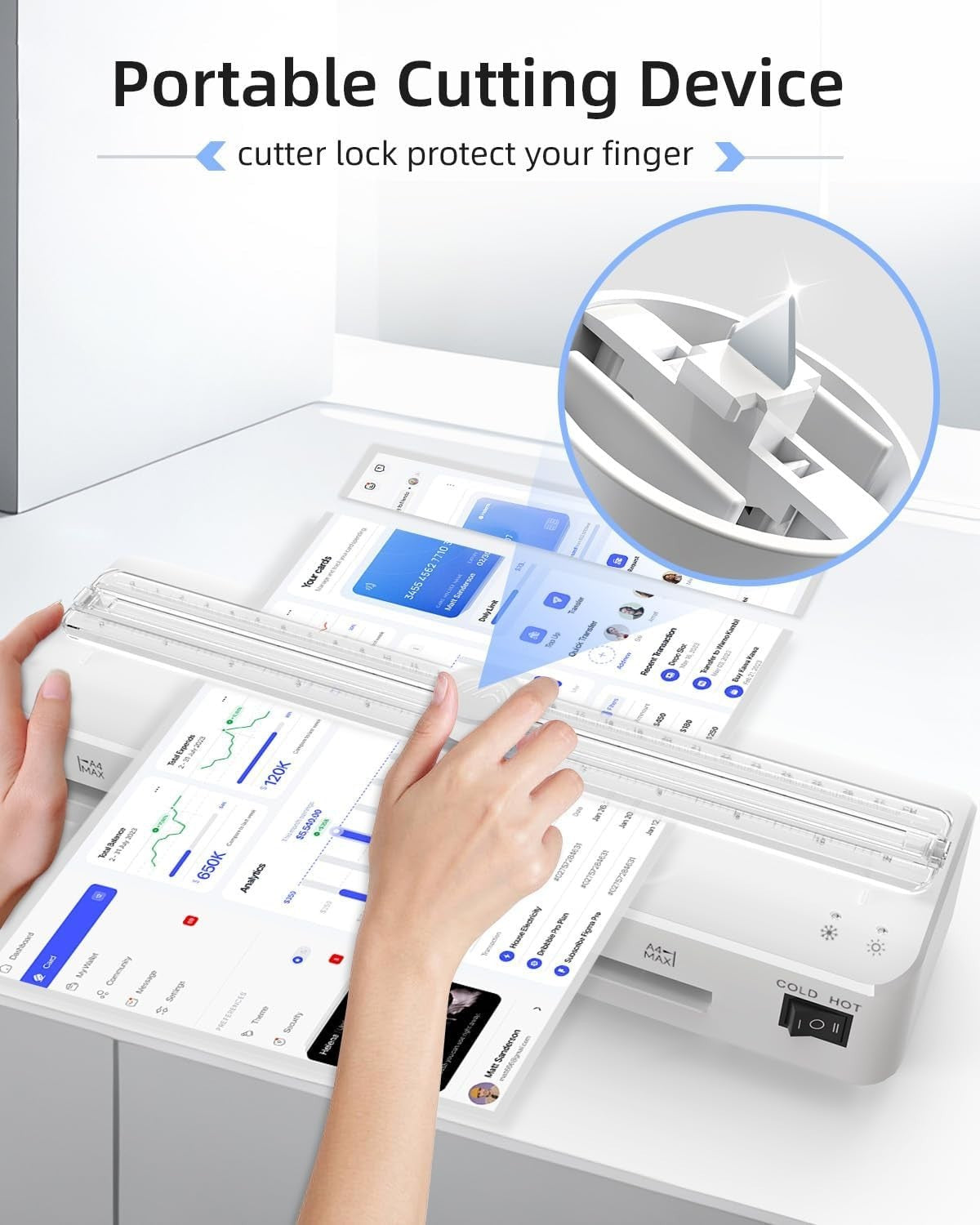 A4 Laminator Machine Hot Cold Fast Warm Up Built-In Cutter + Pouches