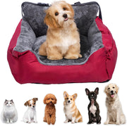 Plush Dog Car Seat Travel Bed Safety Leash Non Slip Pet Booster Red