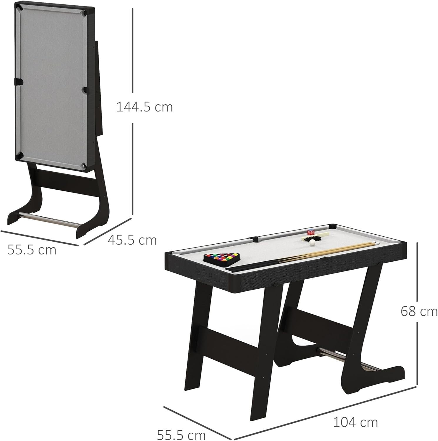 Mini Folding Pool Table 104cm Portable Snooker Set w Cues Balls