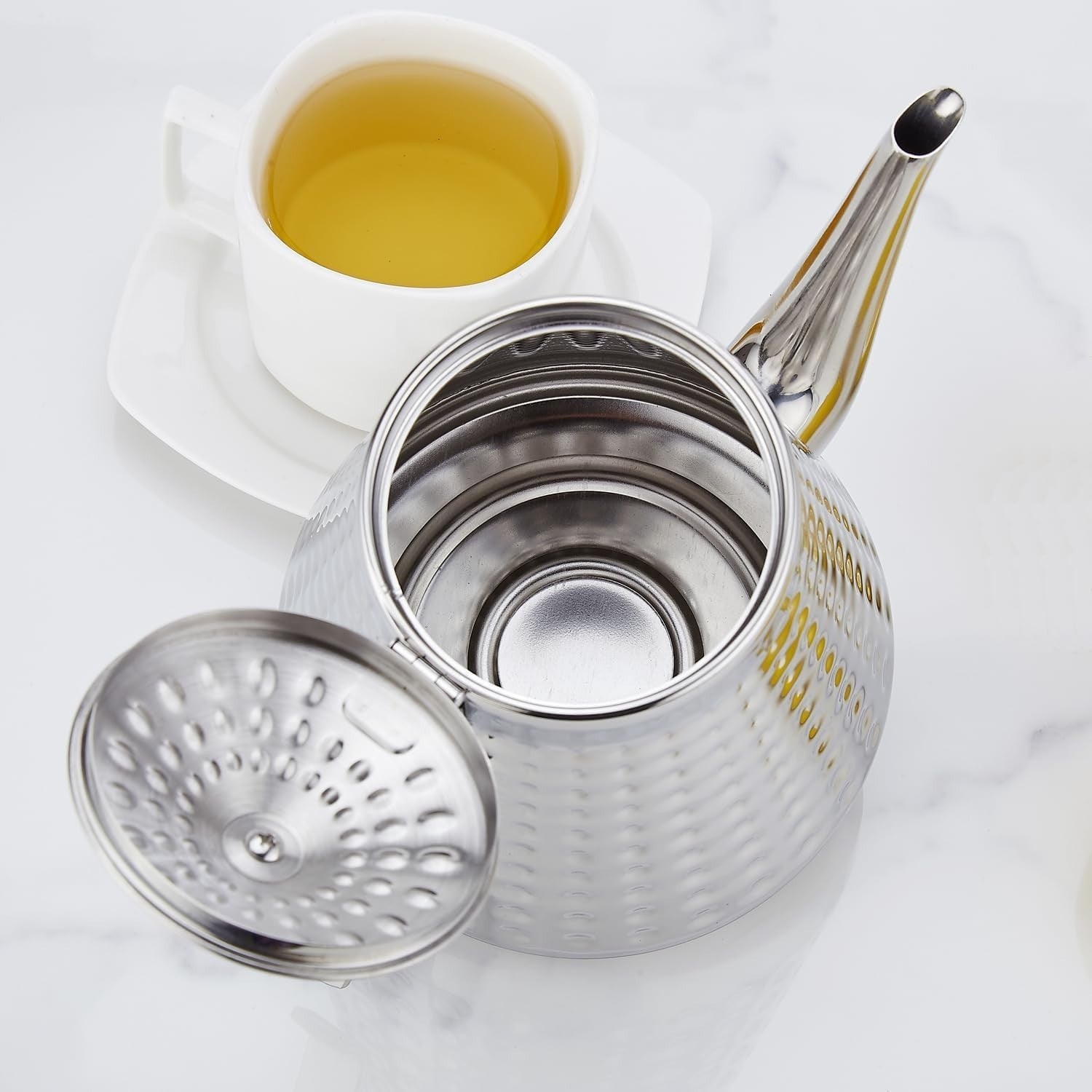 Stainless Steel Teapot 1.6L with Infuser Loose Leaf Tea Pot Silver