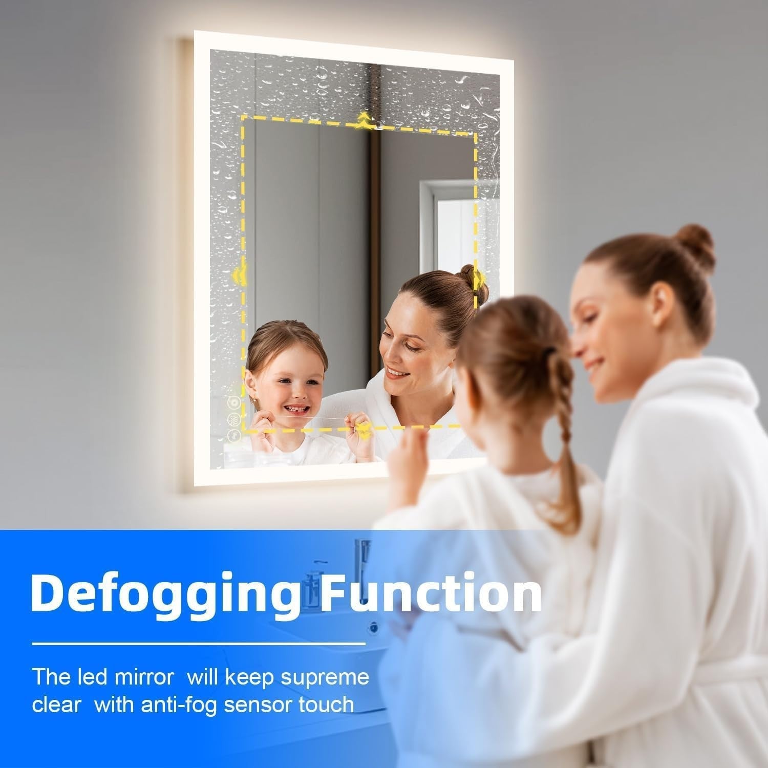 LED Bathroom Mirror 50x70cm Anti-Fog Backlit Wall Mount Dimmable Light