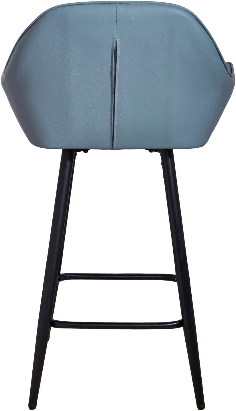 Blue Faux Leather Bar Stools Set of 2 | Modern Kitchen & Counter Chairs