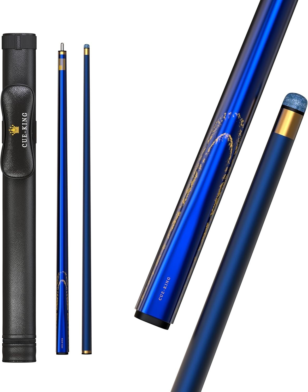 58in Professional Pool Cue 20oz 2 Piece 9.5mm Tip Blue w Case