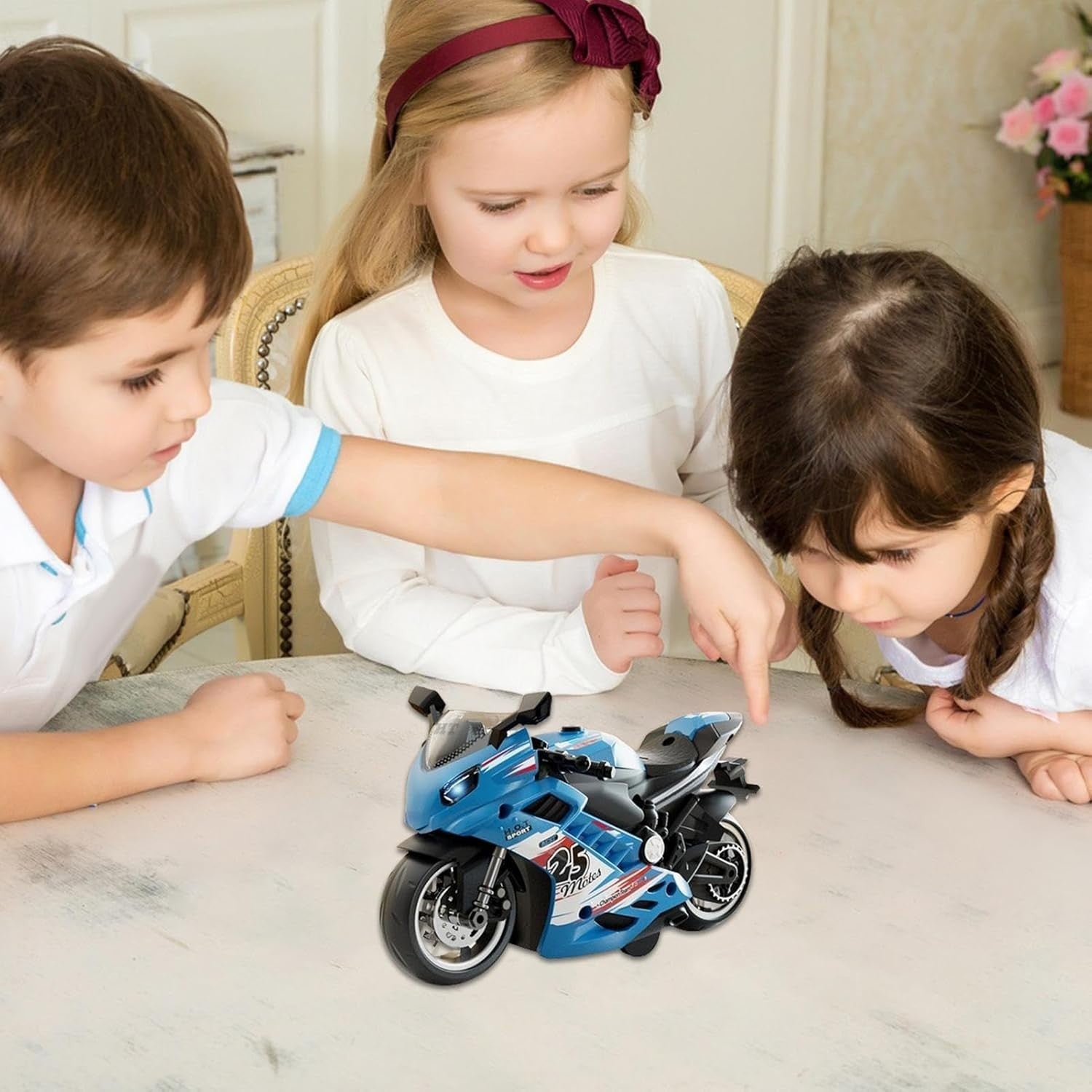 Electric Toy Motorcycle Kit Push & Go Bike Set w/ Lights Sounds Kids Build