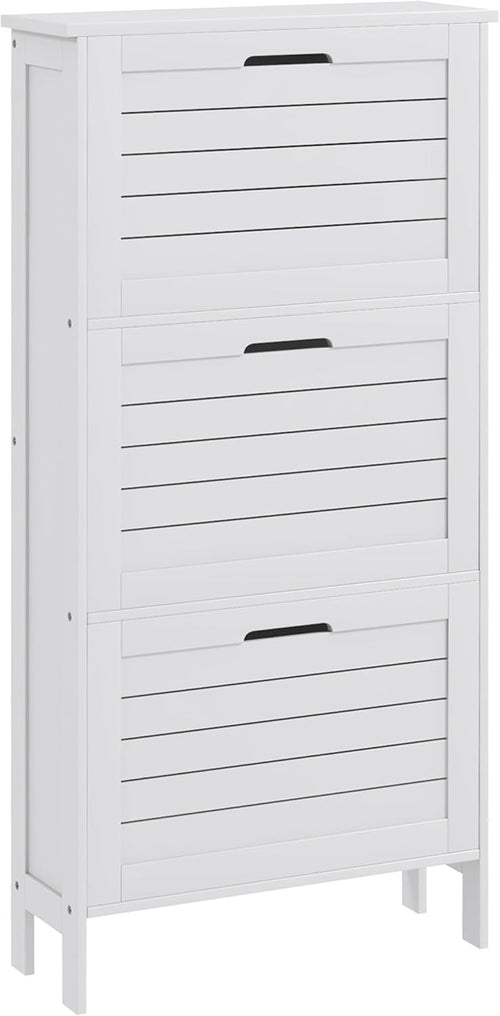Slim 3‑Tier Flip Shoe Cabinet – Narrow Hallway Storage, Holds 6 Pairs